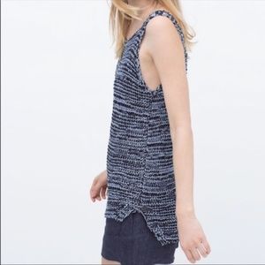 Zara knitted knit blue tank top